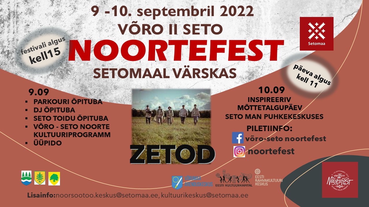 9.-10. september toimub II Võro-ja Seto noorteFEST” Setomaal, Värskas